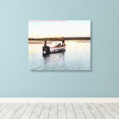 Eskimo Vist Boat op de rivier Canvas Afdruk (Insitu (Houten vloer))