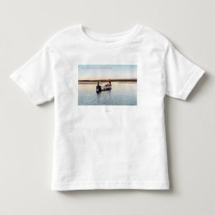 Eskimo Vist Boat op de rivier Kinder Shirts