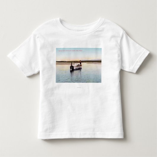 Eskimo Vist Boat op de rivier Kinder Shirts (Voorkant)