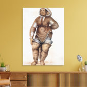 Eskimo Woman en Baby Canvas Afdruk (Insitu (Woonkamer))