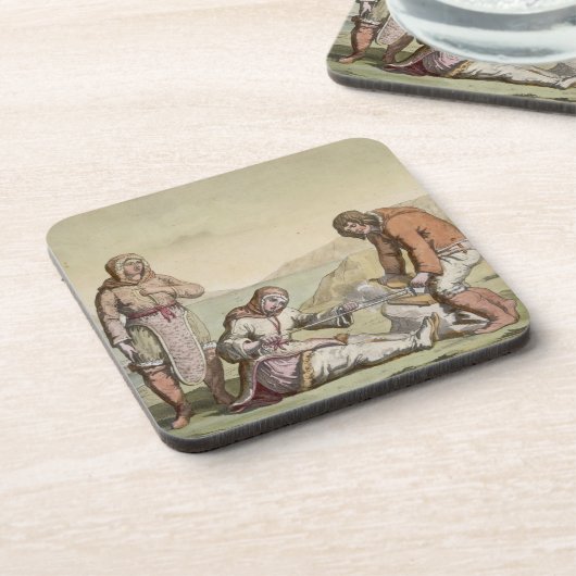 Eskimos, 1817 (kleurengravure) drankjes onderzetter (Linkerzijde)