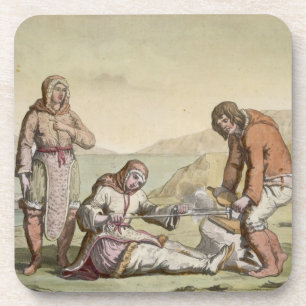 Eskimos, 1817 (kleurengravure) drankjes onderzetter