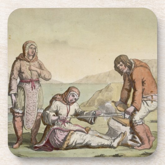 Eskimos, 1817 (kleurengravure) drankjes onderzetter (Voorkant)