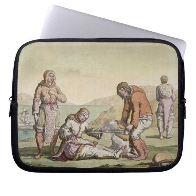 Eskimos, 1817 (kleurengravure) laptop sleeve (Voorkant)