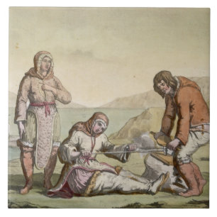Eskimos, 1817 (kleurengravure) tegeltje