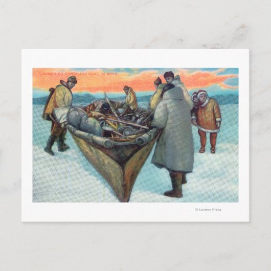 Eskimos Lancering Whaling Boat Briefkaart (Voorkant)