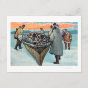 Eskimos Lancering Whaling Boat Briefkaart