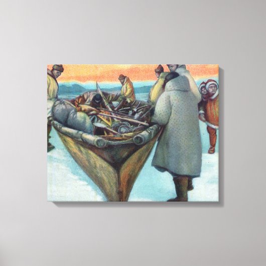 Eskimos Lancering Whaling Boat Canvas Afdruk (Voorkant)