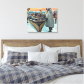 Eskimos Lancering Whaling Boat Canvas Afdruk (Insitu (Slaapkamer))