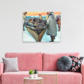Eskimos Lancering Whaling Boat Canvas Afdruk (Insitu (Woonkamer))