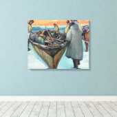 Eskimos Lancering Whaling Boat Canvas Afdruk (Insitu (Houten vloer))