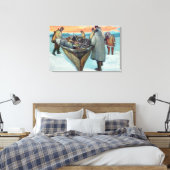 Eskimos Lancering Whaling Boat Canvas Afdruk (Insitu (Slaapkamer))