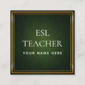 ESL Docent Engels Instructeur Green Chalkboard Vierkante Visitekaartje (Voorkant)