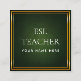 ESL Docent Engels Instructeur Green Chalkboard Vierkante Visitekaartje