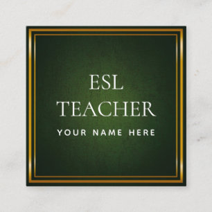 ESL Docent Engels Instructeur Green Chalkboard Vierkante Visitekaartje