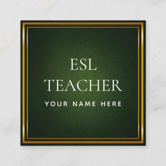 ESL Docent Engels Instructeur Green Chalkboard Vierkante Visitekaartje (Voorkant)