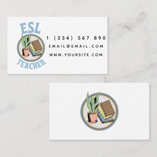 ESL Docent Engels Taal Instructeur Eenvoudig Fun Visitekaartje (Voorkant / Achterkant)