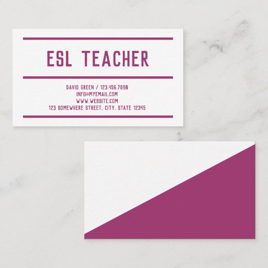 ESL Engels Leraar Visitekaartje (Voorkant / Achterkant)