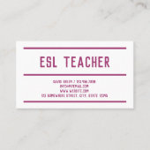 ESL Engels Leraar Visitekaartje (Voorkant)