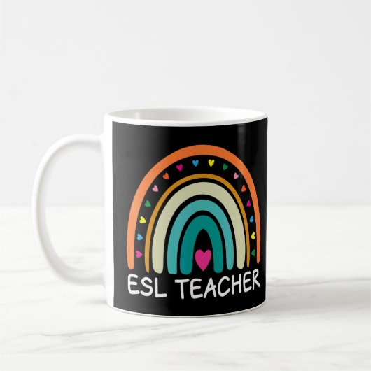 ESL-leraar Boho-regenboog terug naar school Apprec Koffiemok (Links)