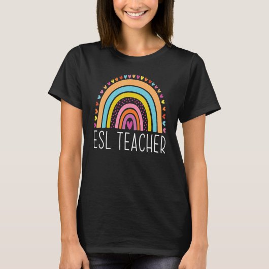 ESL-leraar Boho-regenboog terug naar school Apprec T-shirt (Voorkant)
