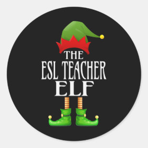 ESL leraar Elf Xmas Grappig Familie Matching Groep Ronde Sticker