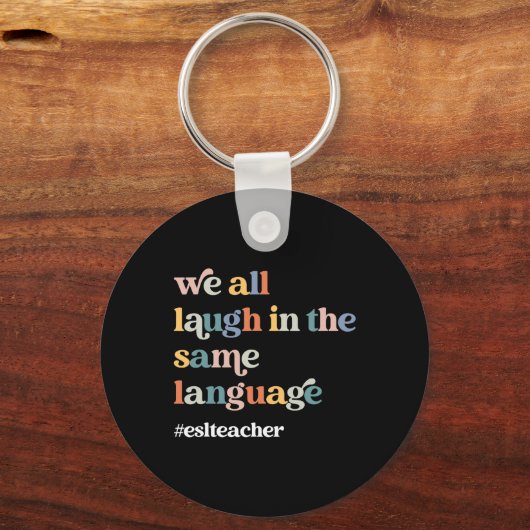 ESL-leraar ESOL-student zet de duim terug naar sch Sleutelhanger (Voorkant)