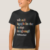 ESL-leraar ESOL-student zet de duim terug naar sch T-shirt (Voorkant)