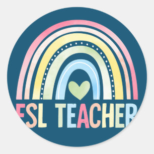 ESL-leraar regenboog terug naar schoolteam ESL Ronde Sticker