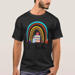 Esl leraar terug naar school Boho regenboogstrak T-shirt