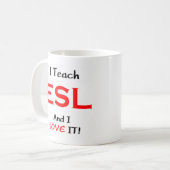 esl onderwijzen & liefhebben koffiemok (Voorkant links)