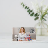 ESL Teacher Aangepaste Foto QR Visitekaartje (Staand voorkant)