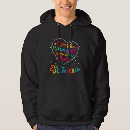 ESL Teacher Appreciation Week Back to School Heart Hoodie (Voorkant)