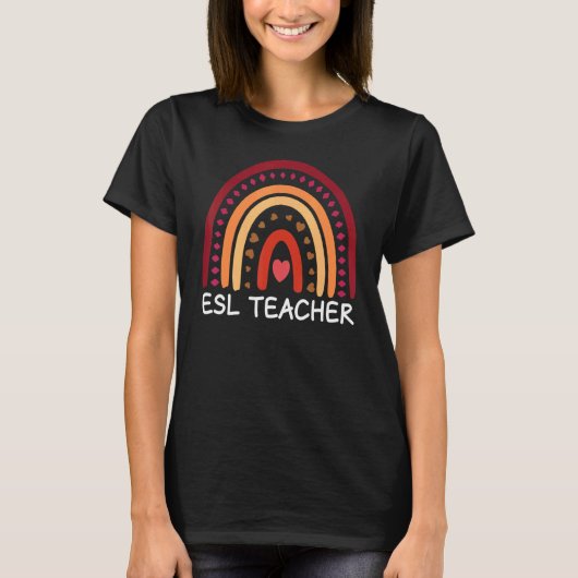 ESL Teacher Boho Rainbow Back To School Appreciati T-shirt (Voorkant)