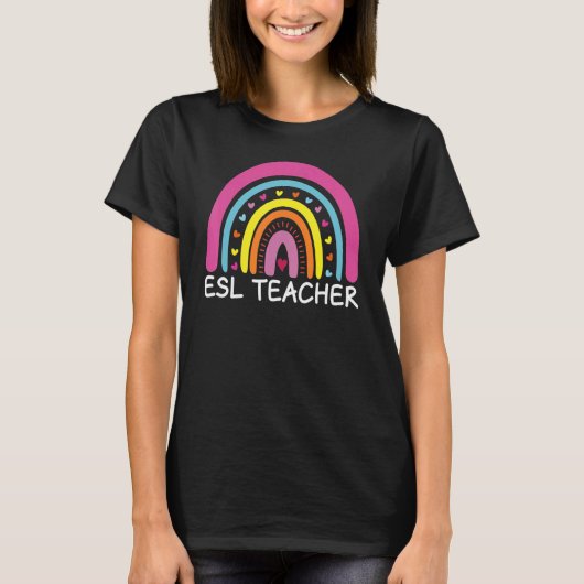 ESL Teacher Boho Rainbow Back To School Appreciati T-shirt (Voorkant)