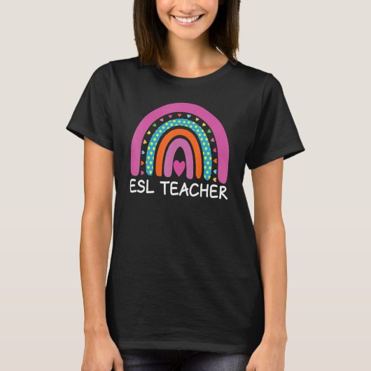 ESL Teacher Boho Rainbow Back To School Appreciati T-shirt (Voorkant)