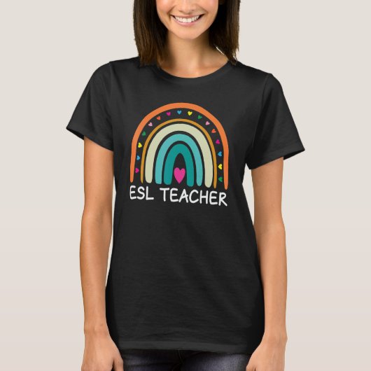 ESL Teacher Boho Rainbow Back To School Appreciati T-shirt (Voorkant)