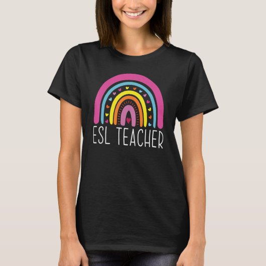 ESL Teacher Boho Rainbow Back To School Appreciati T-shirt (Voorkant)