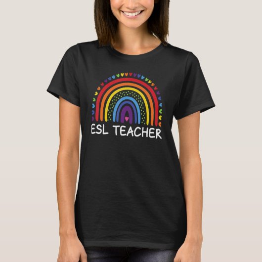 ESL Teacher Boho Rainbow Back To School Appreciati T-shirt (Voorkant)