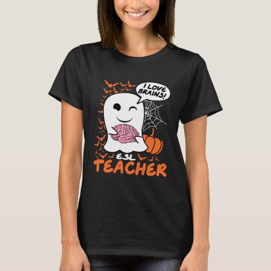 ESL Teacher Cute Ghost Halloween Teacher T-shirt (Voorkant)