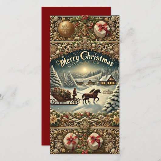 ESleigh rijden naar Christmas Cheer Holiday Kaart (Voorkant / Achterkant)