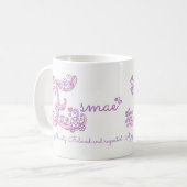 Esmae-naam betekent hartbloem E-monogram mok (Voorkant links)