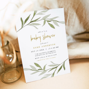 ESME Boheemse Groenelementen & Gouden Baby Shower  Kaart