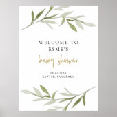 ESME Bohemen Greenery & Gold Baby shower Welkom Poster (Voorkant)
