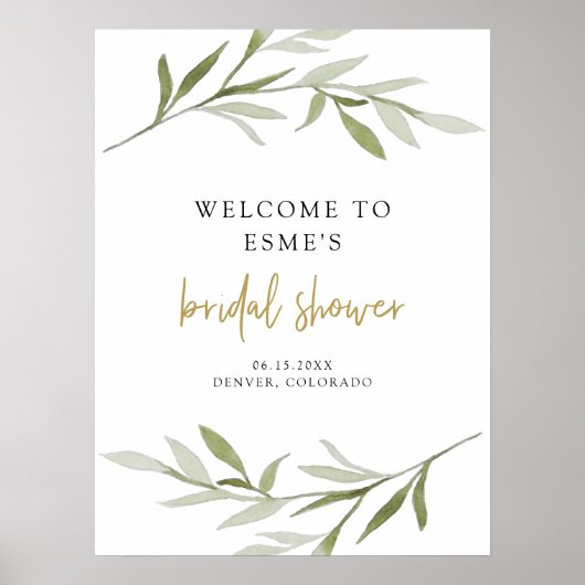 ESME Bohemian Greenery Gold Vrijgezellenfeest Welk Poster (Voorkant)