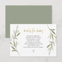 ESME Greenery Gold Baby shower Books for Baby Card