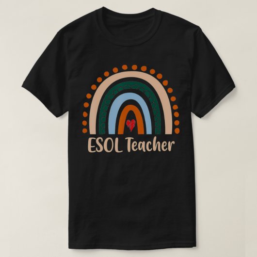 ESOL-leraar Boho-regenboog terug naar schoolrector T-shirt (Design voorkant)