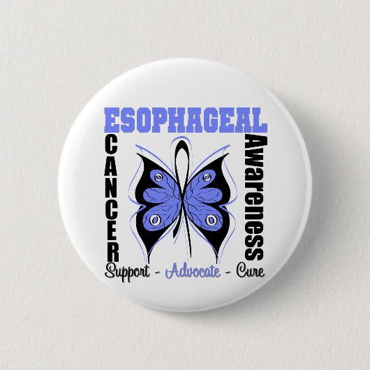 Esophageal Cancer Awareness Butterfly Ronde Button 5,7 Cm (Voorkant)