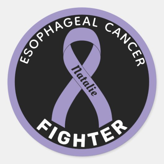Esophageal Cancer Fighter Ribbon Black Ronde Sticker (Voorkant)
