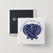Esophageal Cancer Mosaic Heart Ribbon Vierkante Button 5,1 Cm (Voorkant /achterkant)